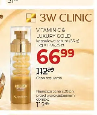 Kapsułowe serum Vitamin C & Luxury Gold 3W Clinic promocja w Drogerie Jawa