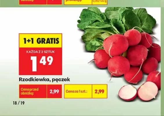 Rzodkiewka pęczek promocja w Biedronka