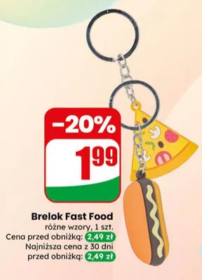 Brelok Fast Food różne wzory promocja w Dino