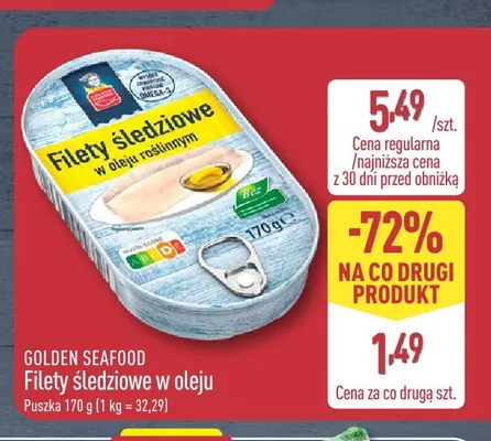Filety śledziowe w oleju Golden Seafood promocja w Aldi