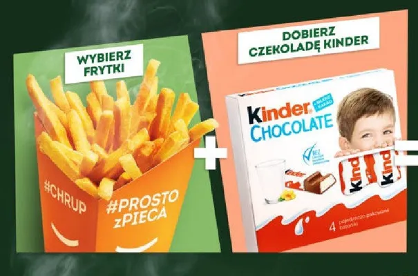 Frytki + czekolada kinder promocja w Żabka
