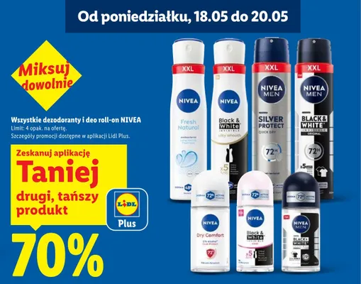 Dezodorant w kulce NIVEA MEN Black & White Invisible Original promocja w Lidl