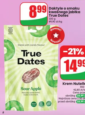 Daktyle o smaku kwaśnego jabłka True Dates Sour Apple promocja w Dino