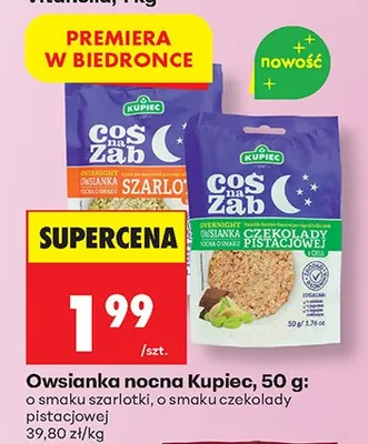 Owsianka nocna o smaku szarlotki lub czekolady pistacjowej promocja w Biedronka