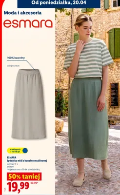 Spódnica midi z bawełny muślinowej Esmara promocja w Lidl
