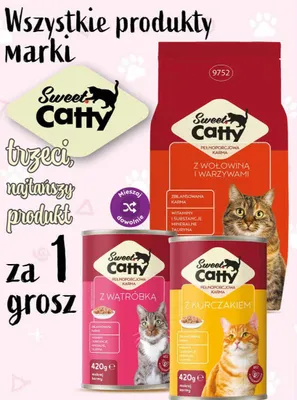 Karma dla kotów Sweet Catty z wołowiną i warzywami promocja w Dino