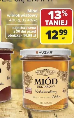 Miód wielokwiatowy Huzar promocja w Carrefour
