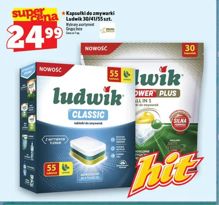 Kapsułki do zmywarki Ludwik 41 szt. promocja w TOPAZ
