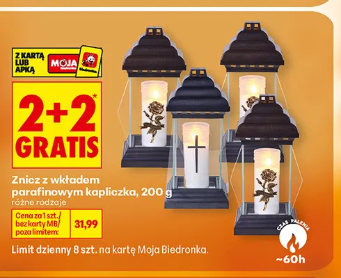 Znicz z wkładem parafinowym kapliczka promocja w Biedronka
