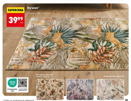 Dywan Smukee 130x67 cm promocja w Biedronka