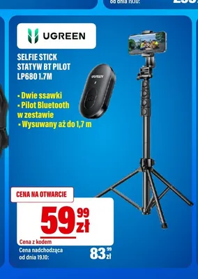 Selfie stick statyw Bt pilot LP680 1,7 m Ugreen promocja w RTV EURO AGD