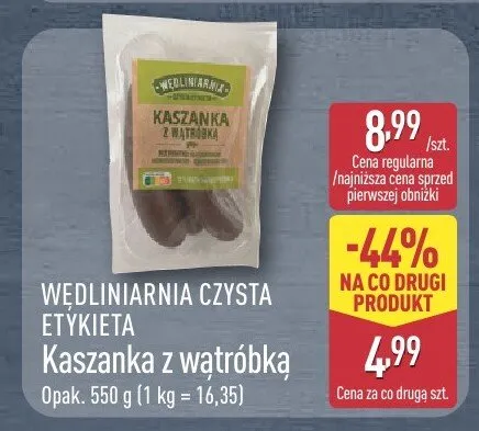 Kaszanka z wątróbką Wędliniarnia Czysta Etykieta promocja w Aldi