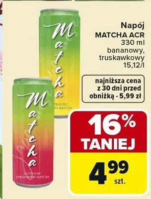 Napój Matcha truskawkowy ACR promocja w Carrefour