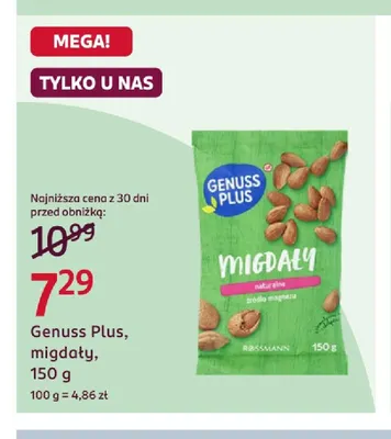 Migdały Genuss Plus promocja w Rossmann