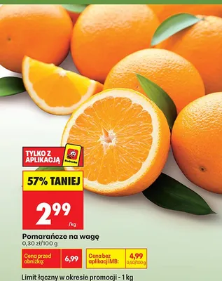 Pomarańcze na wagę promocja w Biedronka