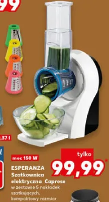 Szatkownica elektryczna Caprese w zestawie 5 nakładek szatkujących, kompaktowy rozmiar promocja w Kaufland