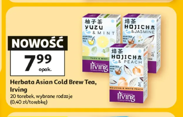 Herbata Asian Cold Brew Tea Irving Hojicha & Peach promocja w Auchan