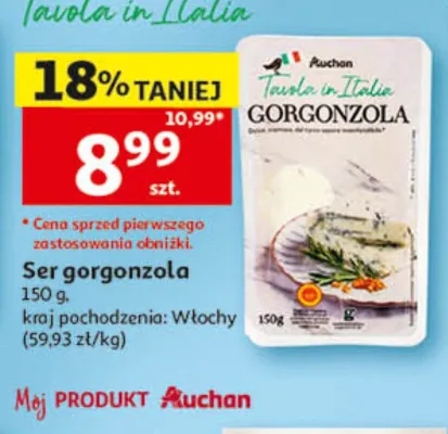 Ser gorgonzola Auchan Tavola in Italia Włochy promocja w Auchan