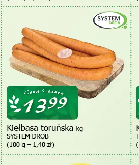Kiełbasa toruńska System Drob promocja w CEZAR Delikatesy
