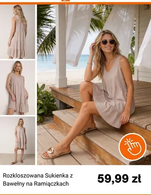 Sukienka rozkloszowana z bawełny na ramiączkach Born2be promocja w Born2be