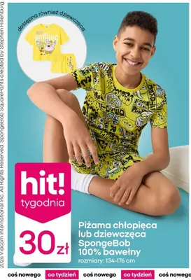 Piżama chłopięca lub dziewczęca Sponge Bob 100% bawełny promocja w Pepco