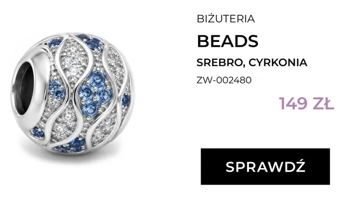Zawieszka beads Briju Srebro Cyrkonia niebieska promocja w Briju