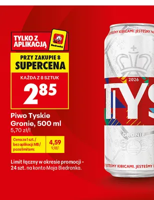 Piwo Tyskie Gronie promocja w Biedronka