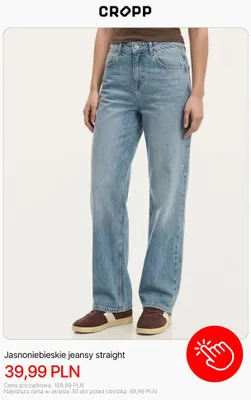 Jeansy straight Cropp jasnoniebieskie promocja w Cropp