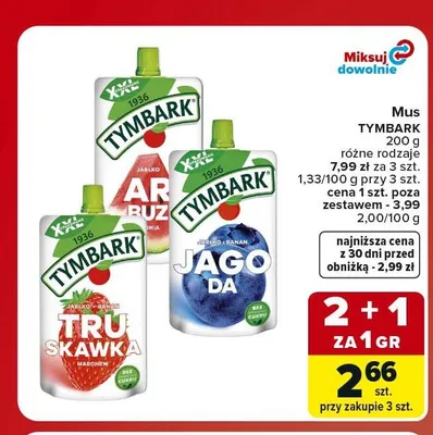 Mus jabłko arbuz Tymbark promocja w Carrefour Market