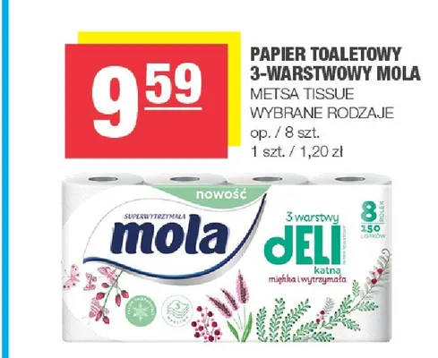 Papier toaletowy 3-warstwowy Mola 8-pak promocja w SPAR