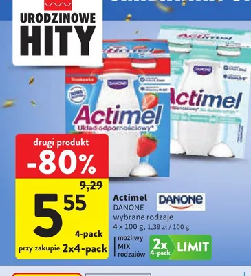 Napój probiotyczny Actimel Danone 4-pak promocja w Intermarche