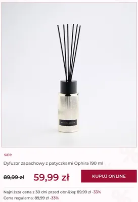 Dyfuzor zapachowy z patyczkami Ophira home & you promocja w home&you