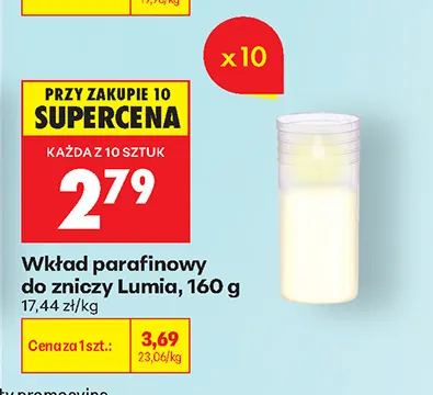 Wkład parafinowy do zniczy Lumia promocja w Biedronka