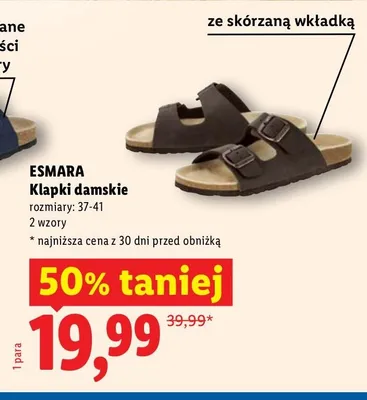 Klapki damskie ESMARA promocja w Lidl
