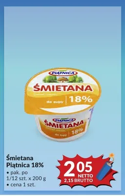 Śmietana Piątnica 18% promocja w Makro