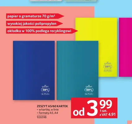 Zeszyt A5 60 kartek Herlitz 70 g/m² promocja w Selgros