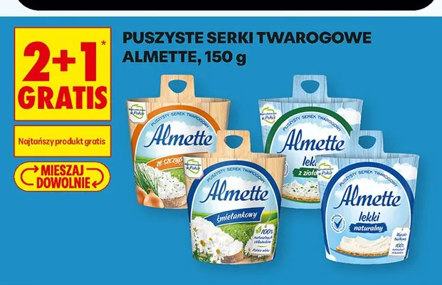 Puszysty serek twarogowy Almette ze szczypiorkiem i cebulą promocja w Biedronka