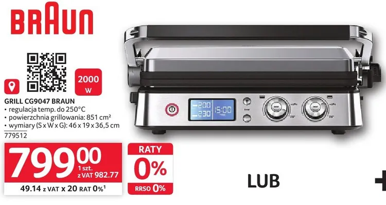 Grill CG9047 Braun promocja w Selgros