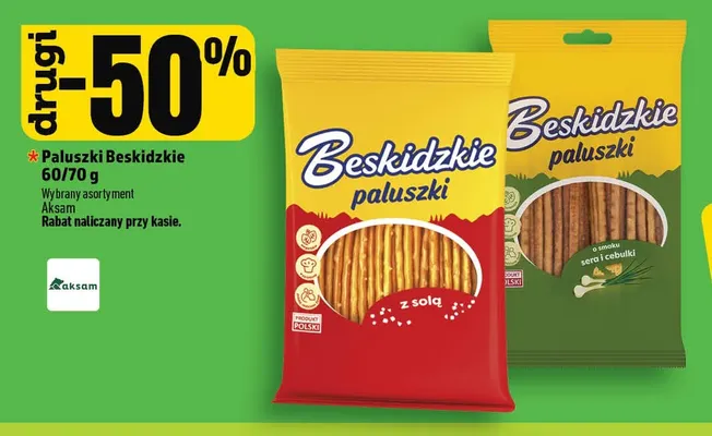 Paluszki o smaku sera i cebulki Beskidzkie promocja w TOPAZ