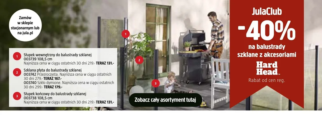 Słupek końcowy do balustrady szklanej Hard Head 108,5 cm promocja w Jula