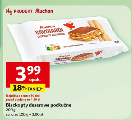 Biszkopty deserowe podłużne promocja w Auchan