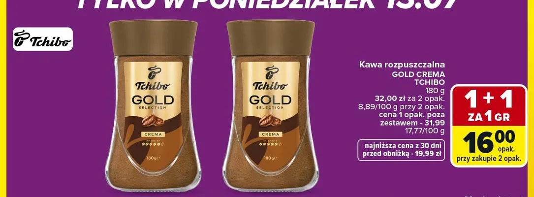 Kawa rozpuszczalna Tchibo Gold Crema promocja w Carrefour