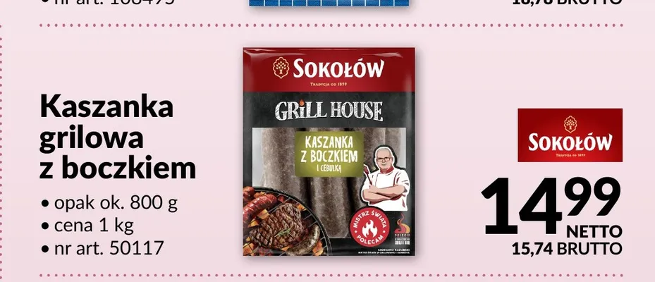 Kaszanka grilowa z boczkiem Sokołów promocja w Makro