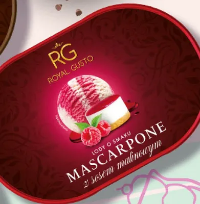 Lody o smaku mascarpone z sosem malinowym Royal Gusto promocja w POLOmarket