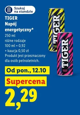 Napój energetyczny Tiger promocja w Lidl