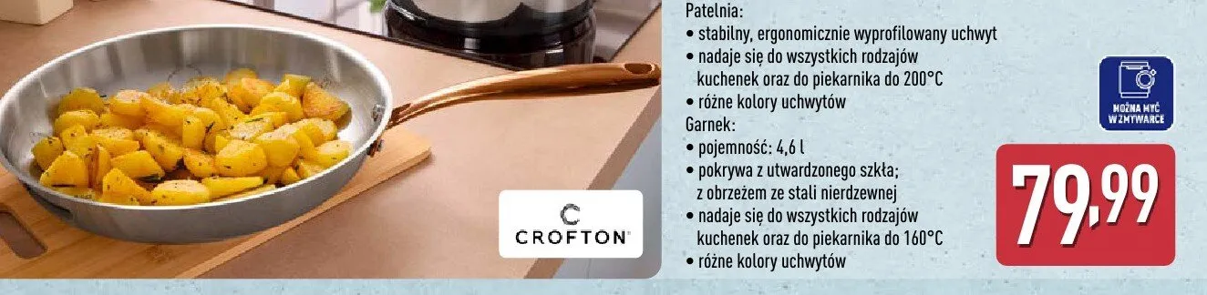 Patelnia 28 cm ze stali nierdzewnej promocja w Aldi