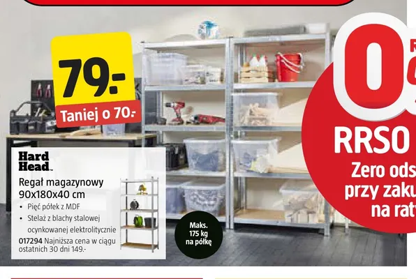 Regał magazynowy 90x180x40 cm Hard Head promocja w Jula