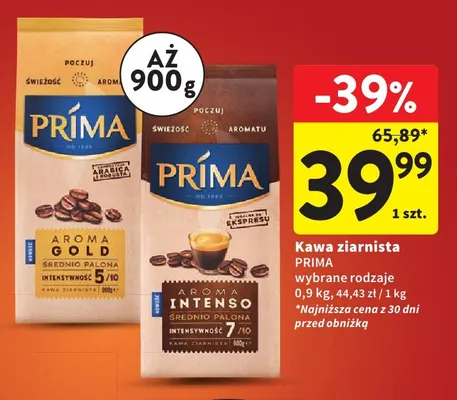 Kawa ziarnista Prima Aroma Intenso promocja w Intermarche