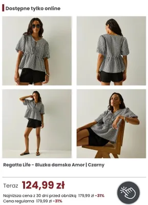 Bluzka damska Regatta Life Amor czarna promocja w Regatta