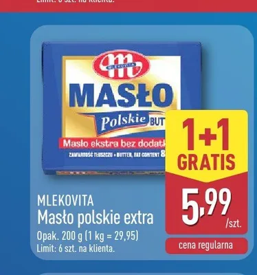 Masło polskie extra Mlekovita promocja w Aldi